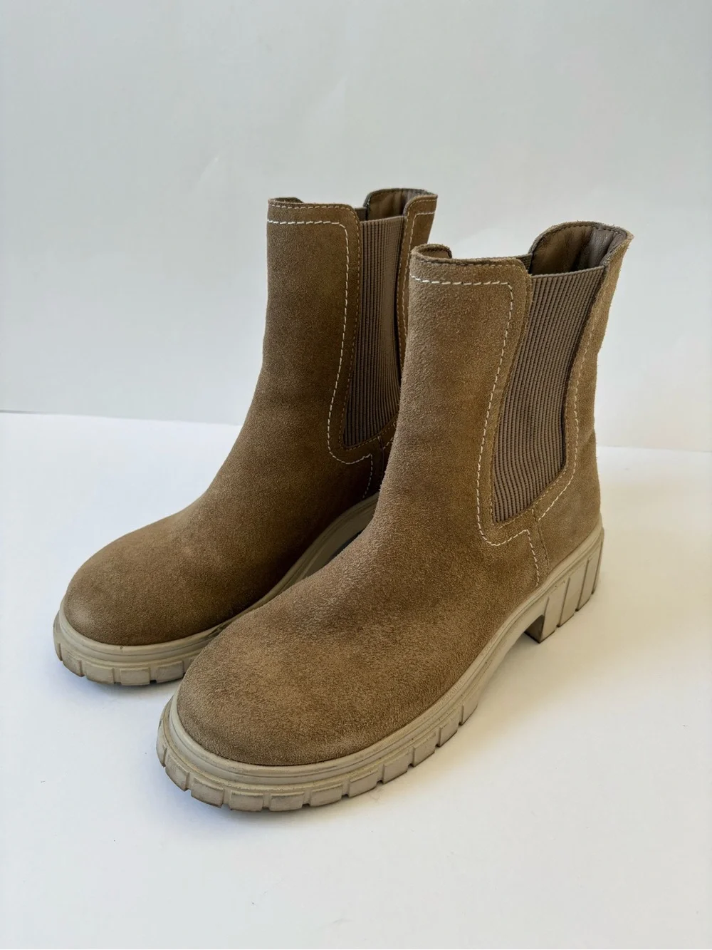 Vintage Havana Slash 3 Chelsea Boot Taupe Beige Academia Career Grunge 9 Suede